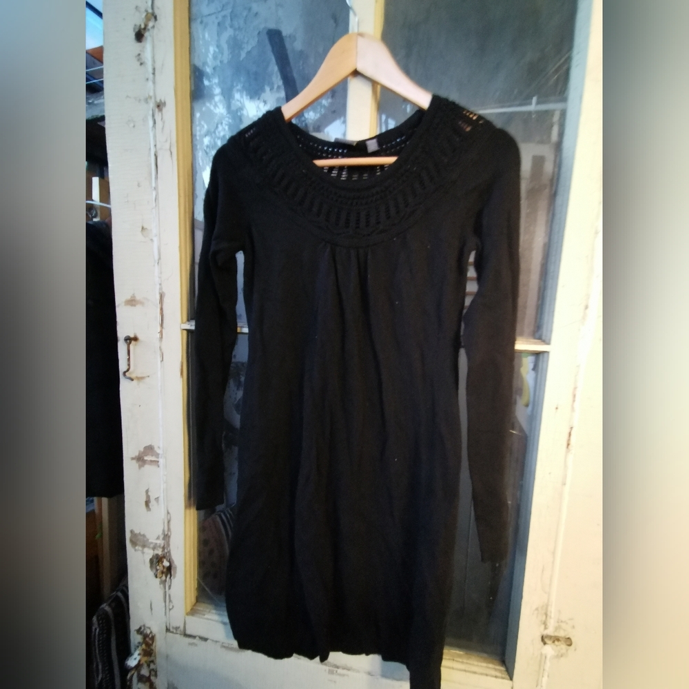 3/10$ Esprit Black Long Sleeve Dress with Crochet Neckline